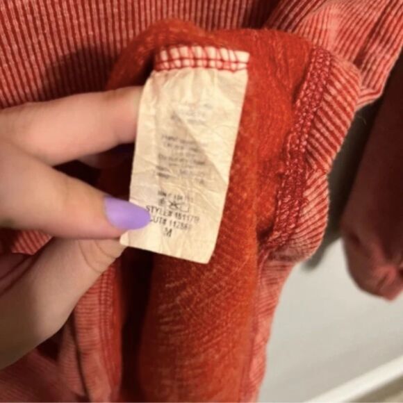 Staccato Red Orange Thermal Long Sleeve Shirt with Front Pocket - Picture 5 of 8